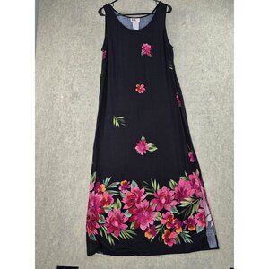 R&K Originals Womens Sleeveless Floral Maxi Dress Size 12 Black Rayon